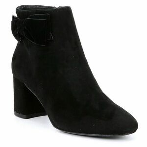 KATE SPADE NEW YORK Holly Bow Suede Booties Boots Black